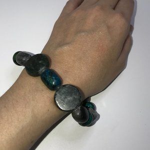 10" Chunky Marble and Yellow Turquoise Bracelet